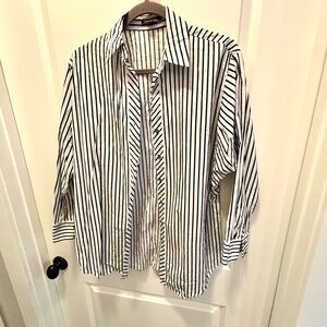 Classic Black and White Striped Women Shirt